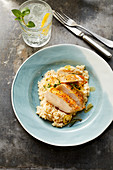 Chicken breast on a bed of lemon risotto
