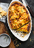 Pumpkin quiche with cheese and thyme