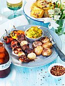 Barbeque skewers with corn