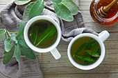 Sage tea with honey