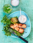 Salmon skewers with lime