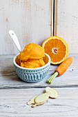 Carrot and orange sorbet with ginger