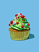 Cupcake with Christmas frosting