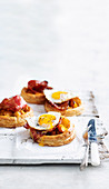 Pumpkin and Maple Bacon Tarts with Fried Eggs