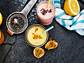 Strawberry and passionfruit smoothie