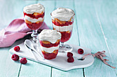 Raspberry and peach trifle