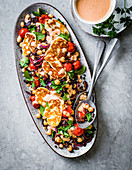 Spiced lentil and chickpea salad with halloumi