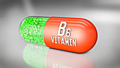 Vitamin B6 capsule, illustration