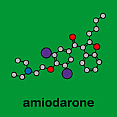 Amiodarone antiarrhythmic drug, molecular model