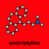 Amitriptyline tricyclic antidepressant drug, molecular model