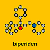 Biperiden Parkinson's disease drug, molecular model
