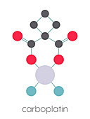 Carboplatin chemotherapy drug, molecular model