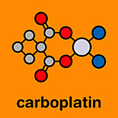 Carboplatin chemotherapy drug, molecular model