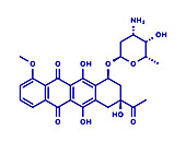 Daunorubicin chemotherapy drug, molecular model