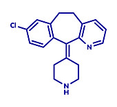 Desloratadine antihistamine drug, molecular model