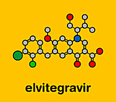 Elvitegravir HIV drug, molecular model