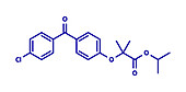 Fenofibrate cholesterol lowering drug, molecular model