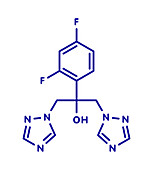 Fluconazole antifungal drug, molecular model