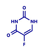 Fluorouracil chemotherapy drug, molecular model
