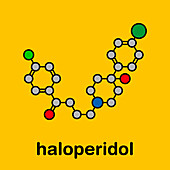 Haloperidol antipsychotic drug, molecular model