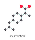 Ibuprofen pain and inflammation drug, molecular model