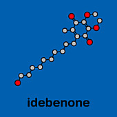Idebenone drug, molecular model