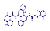 Lopinavir HIV drug, molecular model