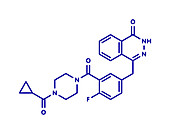 Olaparib cancer drug, molecular model