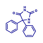 Phenytoin epilepsy drug, molecular model