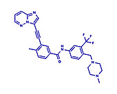 Ponatinib cancer drug, molecular model