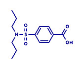 Probenecid gout drug, molecular model