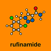 Rufinamide seizure drug, molecular model