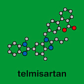 Telmisartan hypertension drug, molecular model