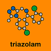 Triazolam insomnia drug, molecular model