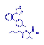 Valsartan high blood pressure drug, molecular model