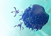 Nanobots attacking virus, illustration