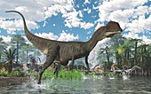 Dilophosaurus and Coelophysis dinosaurs, illustration