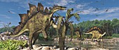 Stegosaurus dinosaurs, illustration
