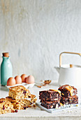 Oat and fruit bars, Chocolate and caramel swirl brownies