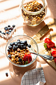 Granola muesli with yoghurt and berries