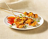 Grilled chicken satay rice vegetable
