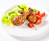 Roasted skinless chicken drumsticks boston lettuce tomato