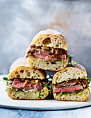 Steak and buttered onion sandwich