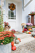Autumn decoration at the house entrance