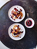 Spelt buttermilk drop scones with blueberry compote