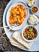 The full Turkish - Scrambled eggs with vegetable salad