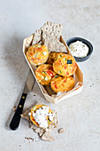 Small vegetable frittatas with cottage cheese