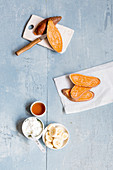 Ingredients for making sweet potato toast