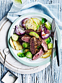 Sweet Spiced Lamb with Warm Apple and Brussels Sprouts