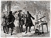 Guillaume Amontons and his signal machine, illustration